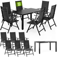 Casaria Comedor de Jardín de Aluminio Bern Conjunto de Mesa y 6 Sillas de Exterior Reclinables en 7 Posiciones Plegables