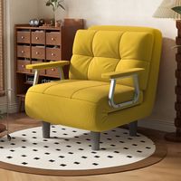 Divano letto/poltrona, trasformabile, 1 posto - Elevato comfort, staccabile con cuscino, braccioli e gambe in metallo (Giallo)