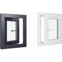 Fenêtre PVC bicolore - Triple vitrage - Tirant Droite - Blanc et Anthracite - LxH : 500 mm x 600 mm