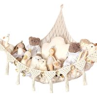 Storage Net - Cotton Rope Stuffed Animal Hammock - Triangular Hanging Toy Organizer for Nursery Corner - 1 Piece