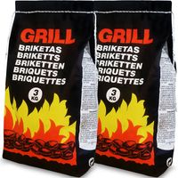 DEUBA® BBQ Charcoal Briquettes Long Lasting Burn Time Easy To Light Coal Low Smoke Barbecue Oven Fuel Restaurant Grade Premium Grill Cooking 6-27kg 3kg Bags 6 kg