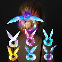 Lot de 6 chouchous lumineux en forme d'oreilles de lapin, 3 modes d'éclairage LED, pour rave, discothèque, fête
