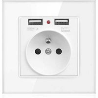 Prise Electrique Murale avec Double USB - Chargeur pour iPhone/Android prise française