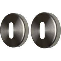 Ouvre&Déco – 2 rosaces de poignée de porte rondes lisse AXIA entrée de clé, Inox gris