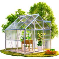 GARDEBRUK® Invernadero Jardín Exterior 3,6m²-7,2m² Puerta Corredera Ventanas Abatibles Cultivo Tomates Plantas 190x190x195 cm con base