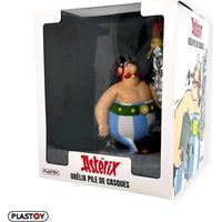 Figura XL Ast茅rix Ob茅lix con Id茅fix y pila de cascos Plastoy 22 cm