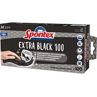 SPONTEX EXTRA BLACK LOT DE 100 GANTS JETABLES EN VINYLE, NON POUDRÉS ET SANS LATEX, POLYVALENTS, DANS UNE BOÎTE DISTRIBUTRICE PR