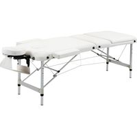 Camilla masaje plegable aluminio altura ajustable 3 zonas reposacabezas reposabrazos blanco