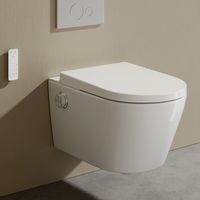 HOROW WC con doccia funzione bidet, WC sospeso WC senza telaio in stile giapponese, pressione dell'acqua regolabile, funzione massaggio, luce notturna