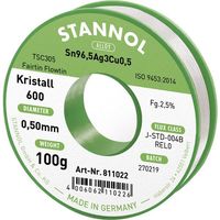 Stannol Kristall 600 Fairtin Stagno senza piombo senza piombo Sn96,5Ag3Cu0,5 REL0 100 g 0.5 mm