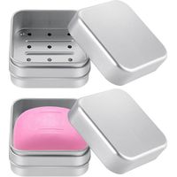 HONORNIC - Boîte à savon, lot de 2 boîtes à savon en aluminium, boîte à savon de voyage avec égouttoir, porte-savon étanche en aluminium pur