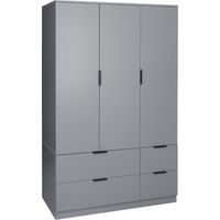Trega 3 Door 4 Drawer Wardrobe with Large Storage Capacity and Hanging Rail in Grey