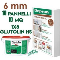 DEPRON PANNELLI ISOLANTI DA 6MM (125 X 80 ) CONFEZIONE DA 10MQ + 1 X 8 GLUTOLIN HS COLLA PER POLISTIROLO