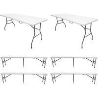 Pack 2 Mesas Plegables con 4 Bancos Solid 180cm Portátiles Normativa Uso público Interior/Exterior Capacidad 6/8 Personas Carga 150 kg por Mesa 500 kg por Banco Multiusos Jardín / Catering / Camping T