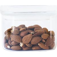 Pebbly Square 500ml Glass Food Container With Glass Lid