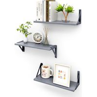 Trintion Floating Shelves Set of 3 Rustic Mounted Shelf, Wall Shelves for Room Decor, Bedroom, Living Room, Kitchen, Bathroom, Office (Grey)