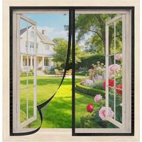 Moustiquaire magnétique pour fenêtre, 90 x 110 cm, noir, montage sans perçage, fermeture automatique, maillage ultra-fin, adaptable à la plupart des fenêtres et portes de balcon