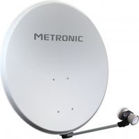 Antenne parabolique acier 80 cm – LNB universel – Réception satellite numérique – Couleur blanche – Metronic
