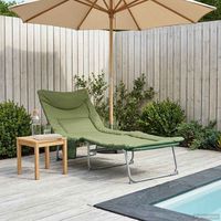 vidaXL Folding Sun Lounger with Cushion Dark Green