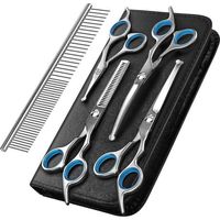 Kit de ciseaux de toilettage pour chiens, ciseaux à effiler professionnels de sécurité Kam Blue