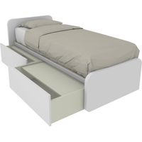 Letto singolo con cassetti 80x190 per cameretta - Design personalizzabile - Bianco