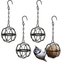 4 Pièces Mangeoires à Boules de Graisse Suspendues Mangeoire à Oiseaux Support à Oiseaux en Boule de Graisse en Métal avec 4 Crochets en Forme de S pour Jardin Extérieur Faune Oiseaux Finch
