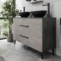 Bathroom Vanity Unit Double Basin Sink Cabinet Drawer 1200mm Soft Close Grey