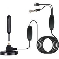 Antenne TV numérique DVB-T2,Antenne TV Puissante,TNT Amplificateur Signal Prendre en Charge de TV 4K 1080P VHF HDTV Gratuites,pour Intérieur et Extérieur,avec Base Magnétique avec Câble 5m