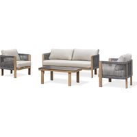 JESPAR - Niedriges 5-Sitzer-Gartenm”belset - Holzoptik - REMARQUABLE