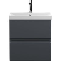Mavesyn Contemporary 2 Drawer Wall Hung Vanity Unit with Thin Edge Basin, Dark Grey, 500mm