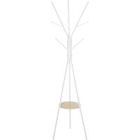 Perchero de pie forma de árbol metal 9 ganchos estante vintage blanco 45x45x180 cm
