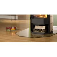 FireFix Bodenplatte Glas 120 x 100 cm Sechseck Funkenschutzplatte Funkenschutzplatte