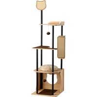 Fudajo Kratzbaum aus Metall 48 x 48 x 168 cm mit Sisal, Kratzmöbel mit Kratzbrett, Katzenbaum mit großer Liegefläche und modernem Design