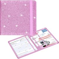 Car Registration and Insurance Documents Holder - Premium PU Leather Vehicle Driving Licence Holder Paperwork Wallet Case Organiser for Vehicle Documents and Cards - Bling Pink