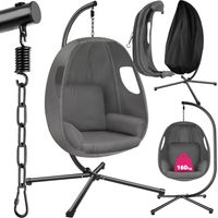 Fauteuil suspendu coussin d'assise épais pivotant 360° gris anthracite