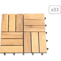 Lot de 33 dalles bois d'acacia 30x30 cm format mosaïque finition huilée