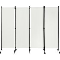 WOLTU Paravento da Interno, a 4 Pannelli con Telaio in Metallo e Supporto, Pannelli Divisori per Interni per Casa e Ufficio, 224x182cm, crema