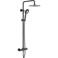 Colonne de Douche Thermostatique Ensemble de Douche Noir. Douche de tête Ronde 25 x 25 cm en Acier Inoxydable. Rainsworth