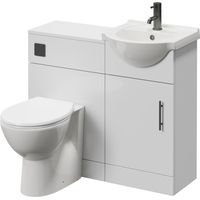 Alexander James Gloss White 950mm Single Door Vanity Unit Toilet Suite - 950mm - Gunmetal Grey 96mm Bar HandleJames Toilet Pan and Seat
