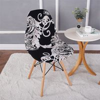 TAISHENGDA-Lot de 2 housses de chaise extensibles motif coquillage, housse de chaise moderne imprimée antidérapante et anti-poussière