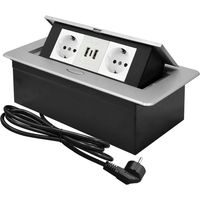 L&H-Cfcahl – Prise de courant encastrée – Multiprise escamotable avec 2 prises, port USB et Type C – Installation facile pour cuisine et bureau – 1,8 m câble