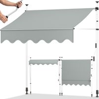 tillvex Toldo para balcón 300 cm gris claro brazo articulado toldo abrazadera toldo sol balcón sin taladrar