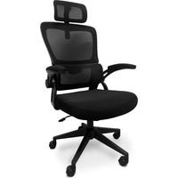 Lyn - Bürostuhl Ergonomischer mit Kopfstütze, Lendenwirbelpolsterung und Drehrüdern - Schwarz