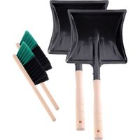 Garronda Kehrschaufel Set Kehrgarnitur aus Metall und Synthetik Handfeger mit kurzem Griff Kehrblech Kehrbesen für Haushalt nützliches Set Handfeger und Schaufel GD-0010 2 Stück (Schwarz/Grün)
