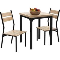 HOMCOM Ensemble table et chaises pour 2 personnes. table de cuisine avec chaises. table à manger 3 pièces avec 2 chaises encastrables. pour cuisine salon maison. bois de chêne clair