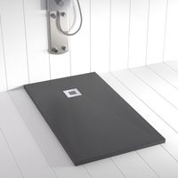 Receveur de douche Resine PLES Anthracite - 80x170 cm - Grille + Valve OFFERTE