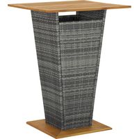 vidaXL Bar Table Grey 80x80x110 cm Poly Rattan and Solid Acacia Wood