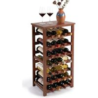 Wine Rack, Walnut Wood, Holds 28 Bottles