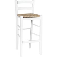 Okaffarefatto – Tabouret de bar haut 67 cm – Bois de hêtre blanc – Assise en paille – Pour cuisines et bars modernes