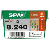 SPAX HI.FORCE, 8 x 240 mm, 12 Stück, Teilgewinde, Tellerkopf, T-STAR plus T40, 4CUT, WIROX - 4251010802417